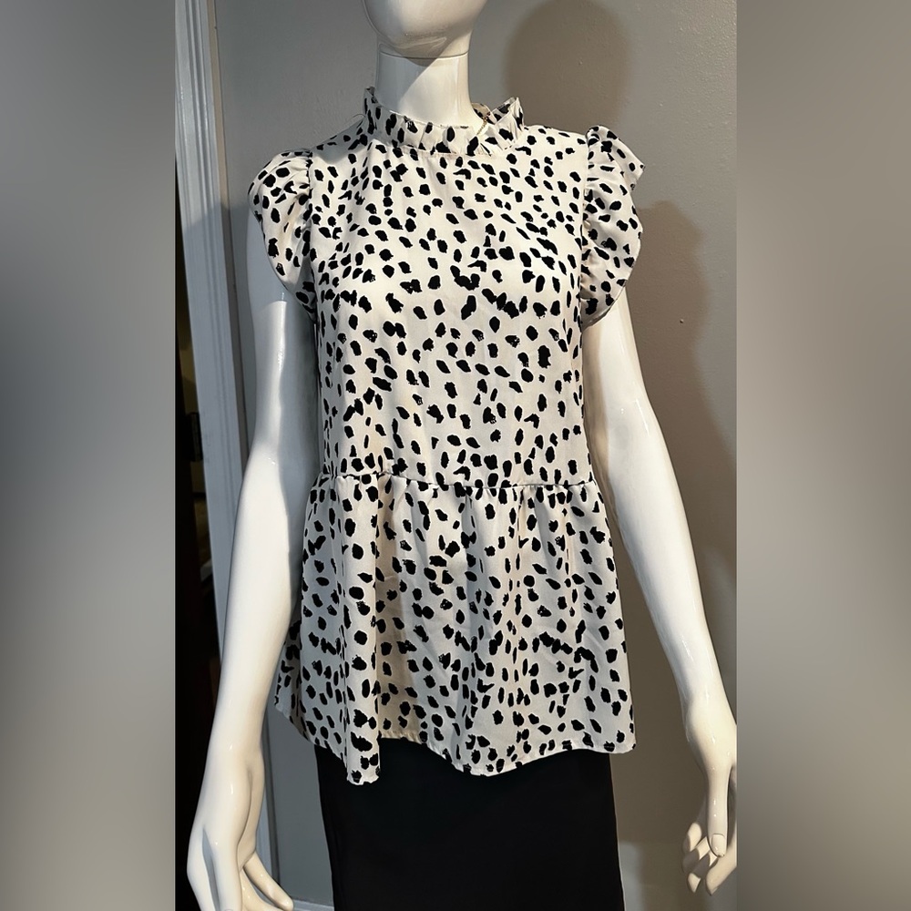 SHEIN Peplum All Over Animal Print Blouse